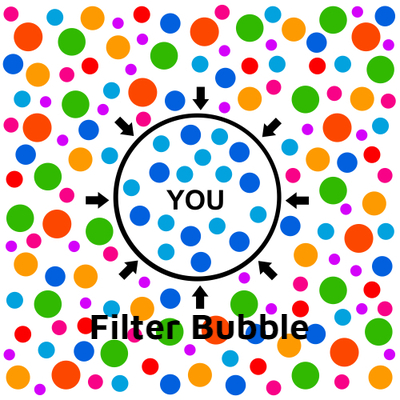 Filter bubbles bias news to users based on their current beliefs and past behaviors.