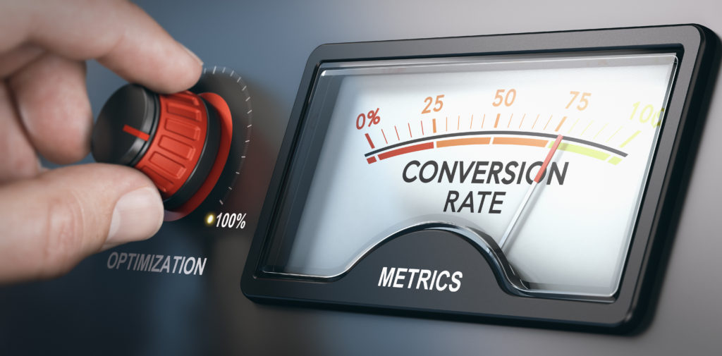 Dial depicts optimizing conversion rates
